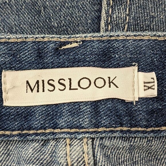Women's "MissLook" Distressed, Cuffed High Rise Blue Denim Shorts; Size XL - Picture 3 of 4